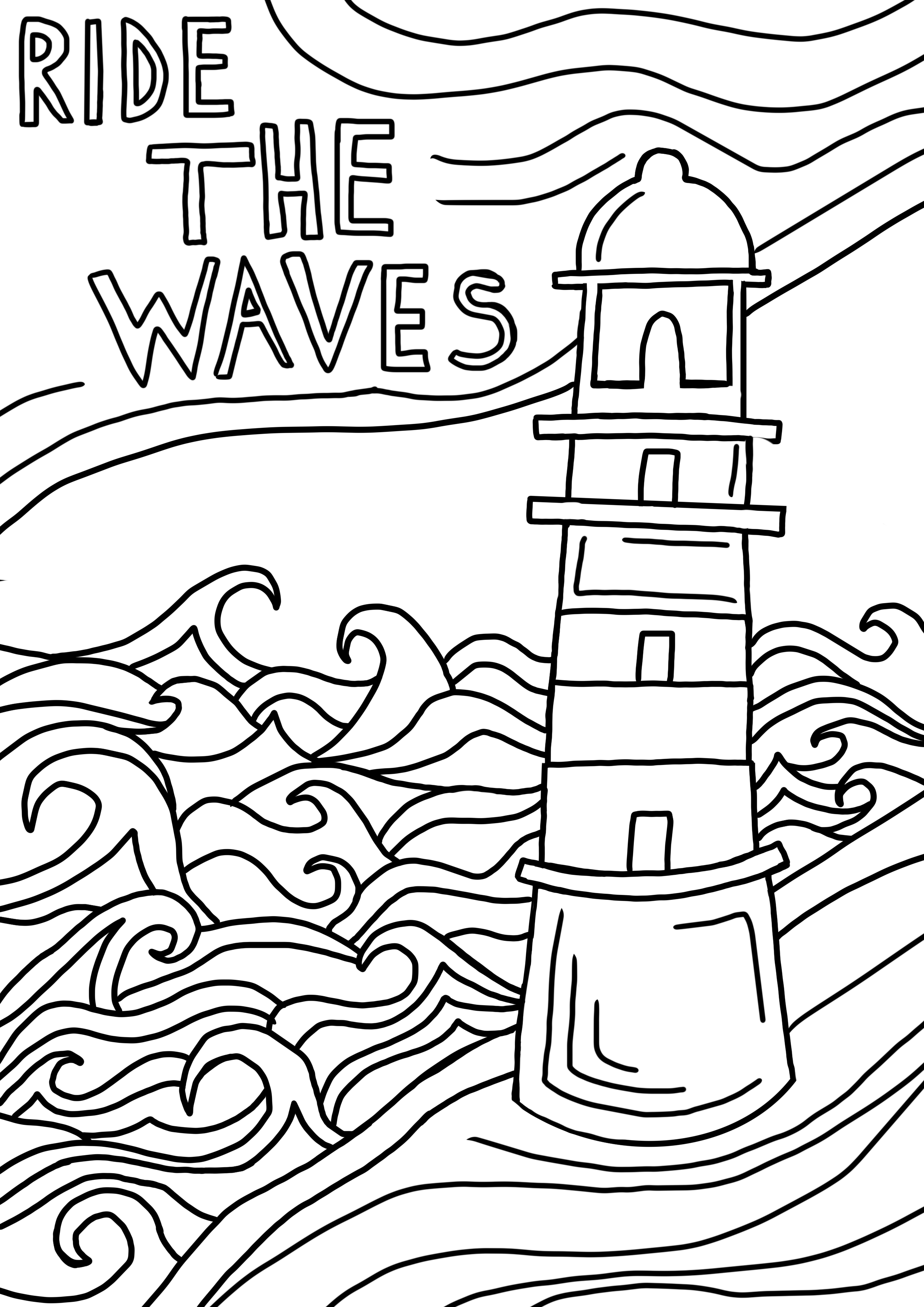 Colouring page 'Ride the waves'