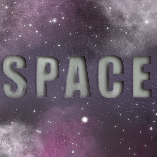 Digital art piece of the word 'space'