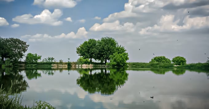 A small man-made beautiful lake