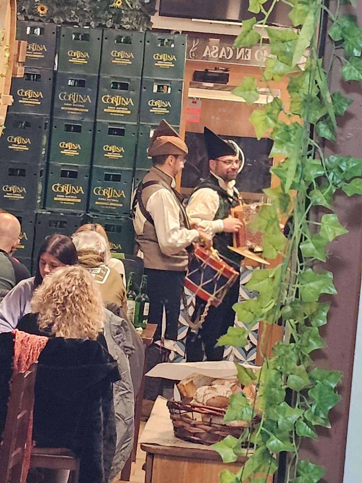 Musicians playing in a lively restaurant, and a great end to a long day