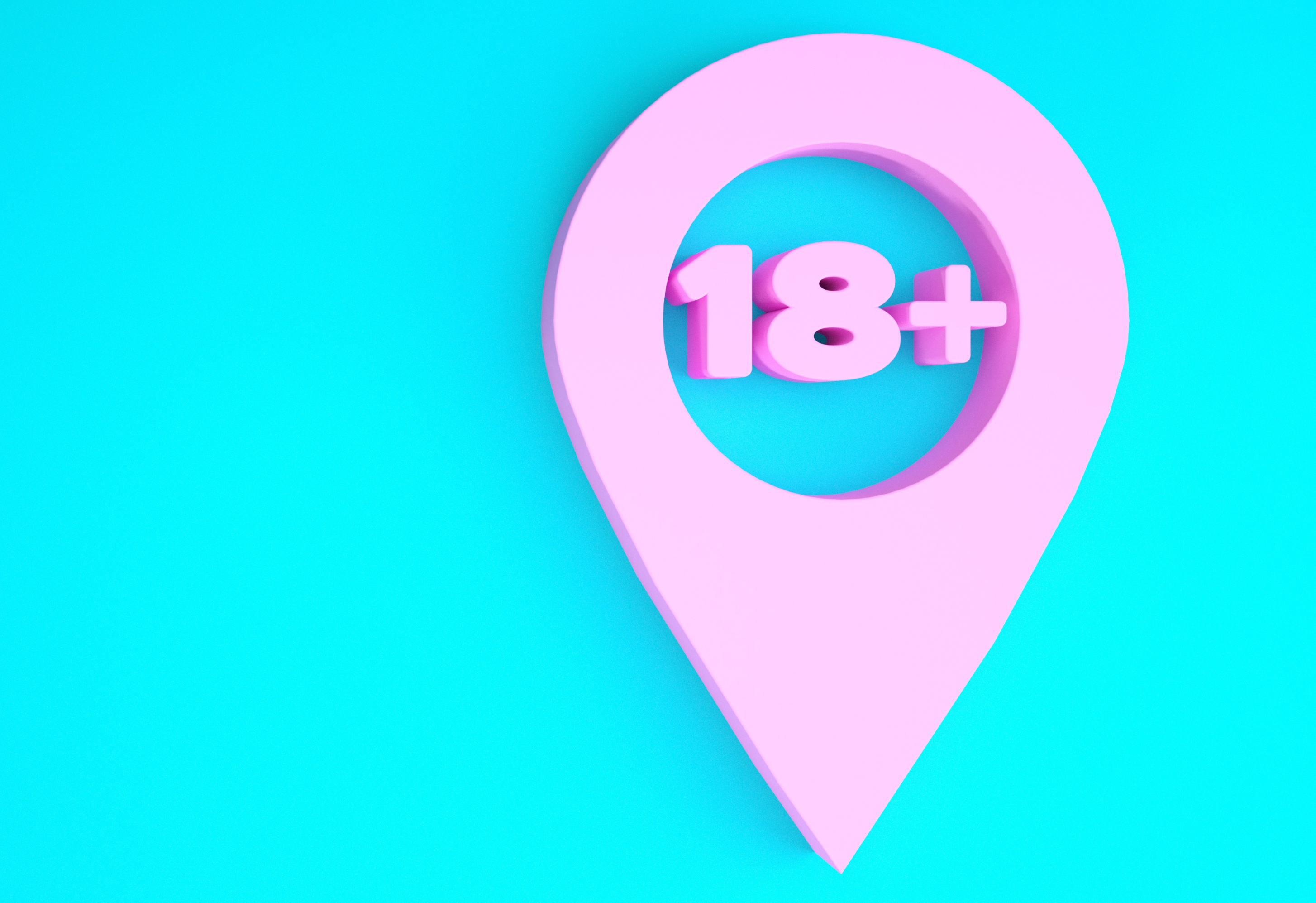 18+ symbol on a blue background