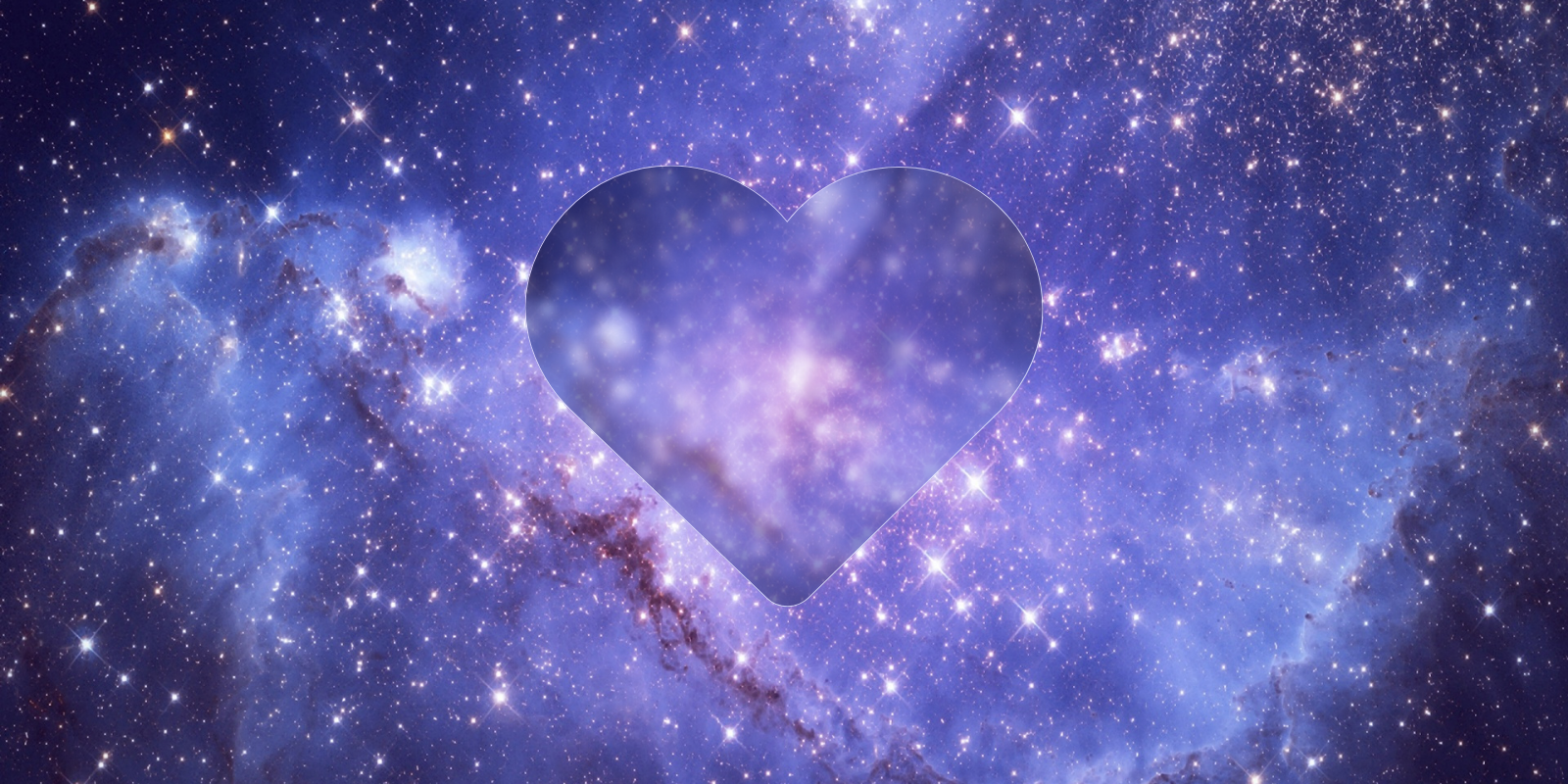 a galaxy picture with a transparent heart shape in the middle