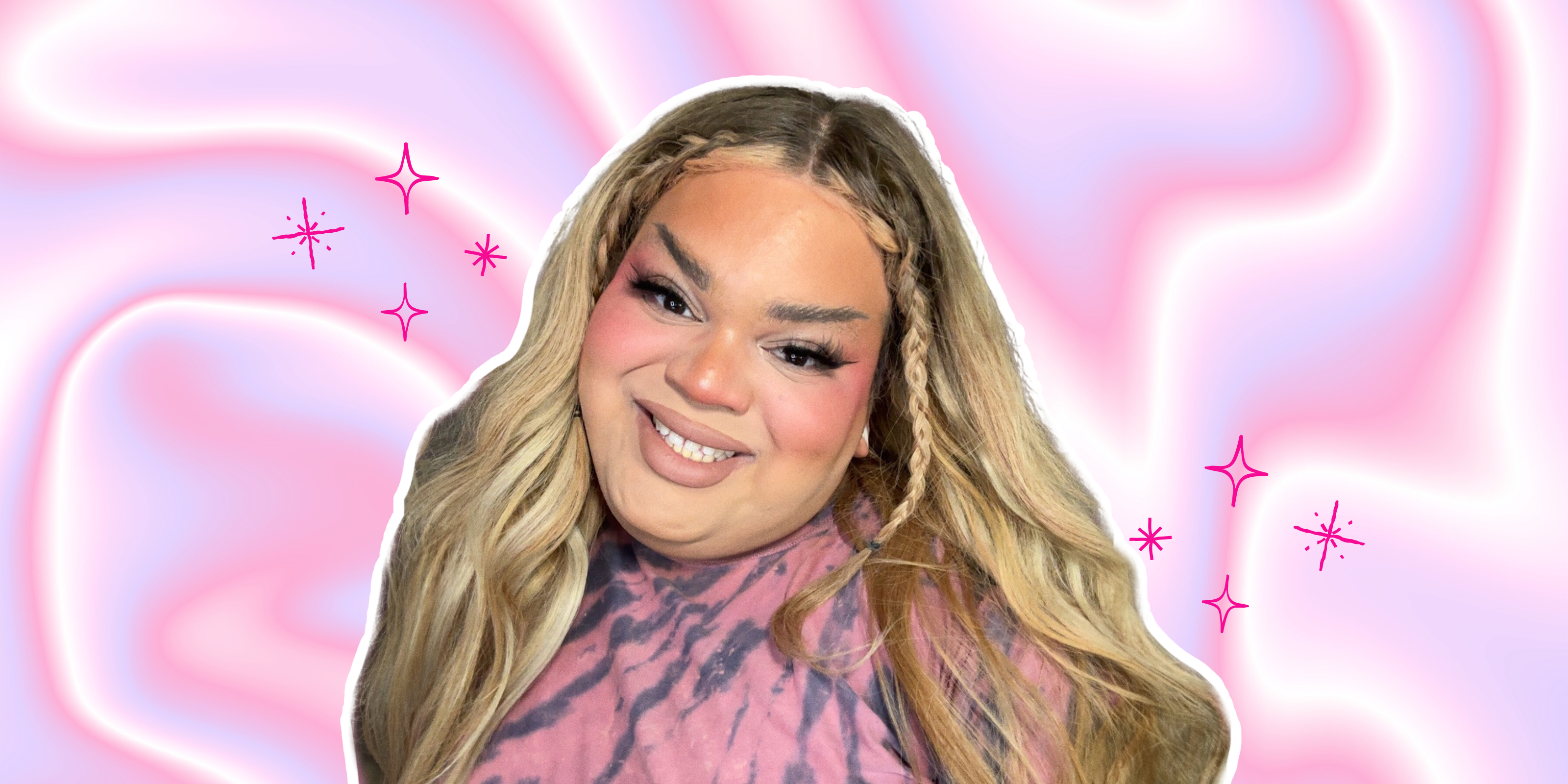 an image of TikTok creator Jools Lebron on a pink swirled background