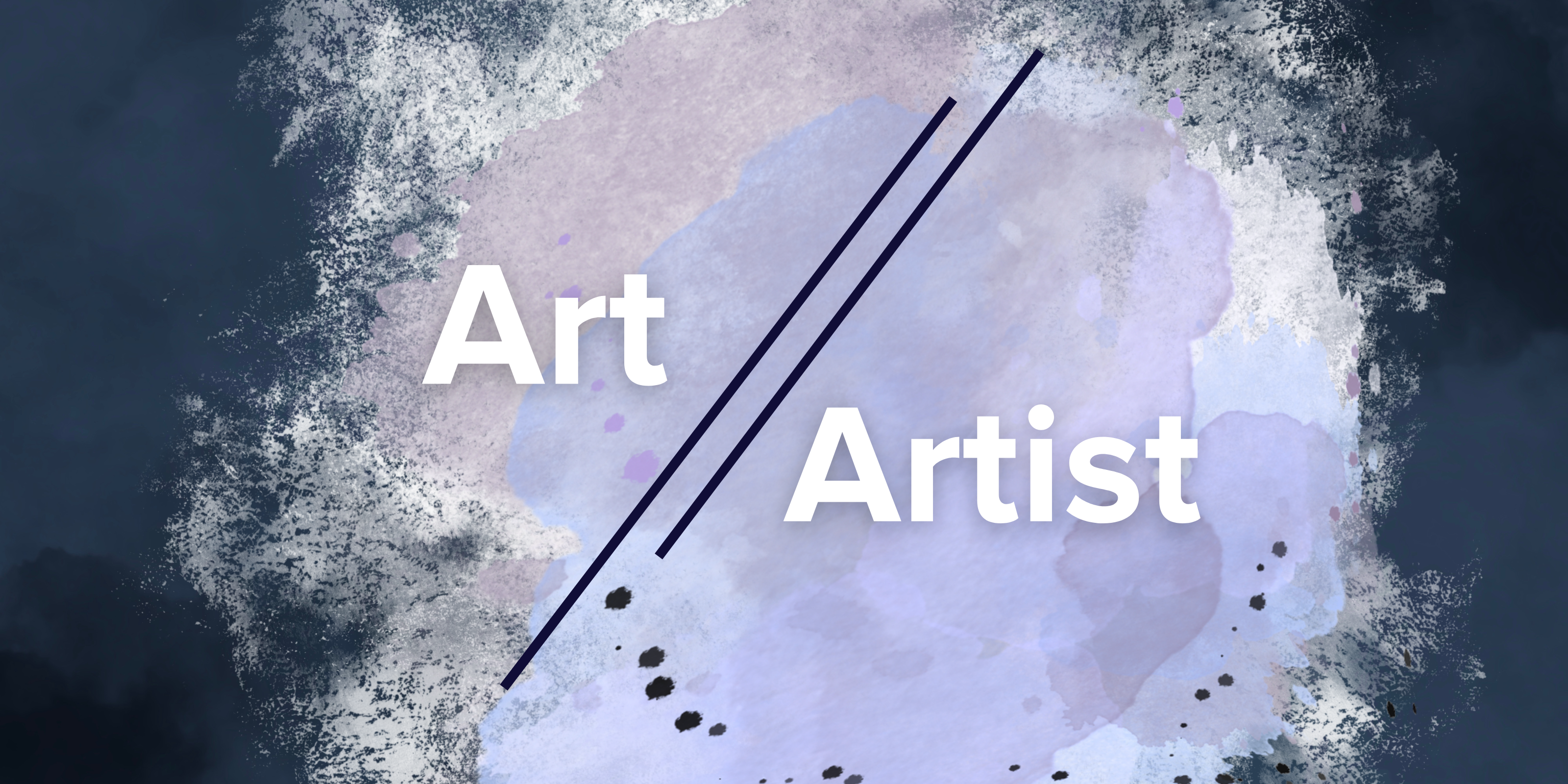 the words art and artist on a splattered paint background