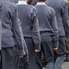 cadent students marching in a line