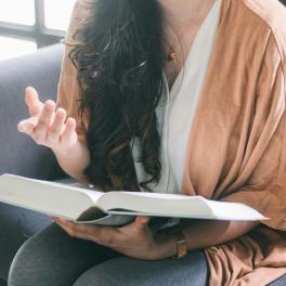 woman sitting on a couch