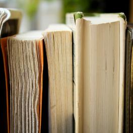 books lined up in a row 