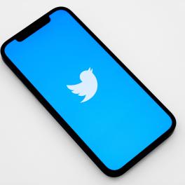 Twitter logo appearing on an iphone screen