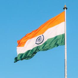 an Indian flag waving in the wind