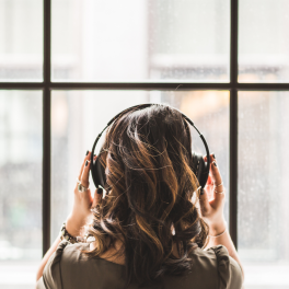 woman with headphones