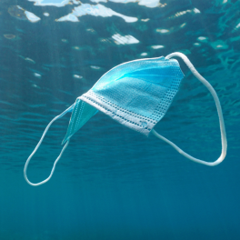 Face Mask floating in the ocean