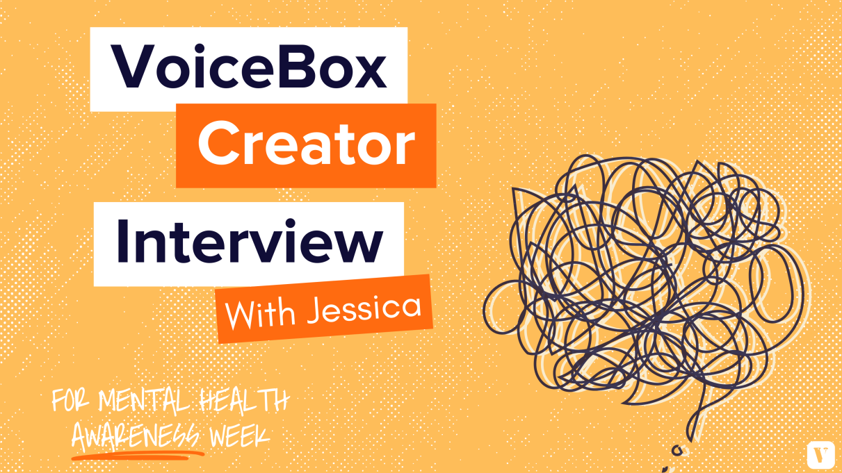 title banner that says "VoiceBox Creator Interview with Jessica